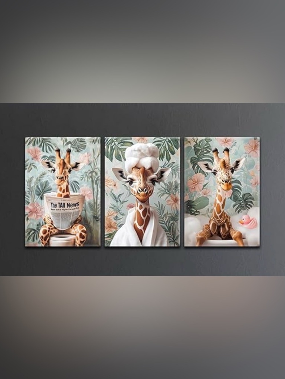 3-Piece Giraffe Bathroom Canvas Wall Art
Giraffe Spa Canvas Wall Art - Floral